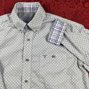 Wrangler 20X Competition Shirt Men's L‎ Pearl Snap Flip Cuff Geometric Cowboy